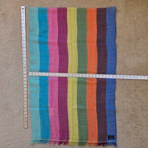 NWOT Cashmere Wrappings 100% Wool Colorful Stripes Lightweight Scarf